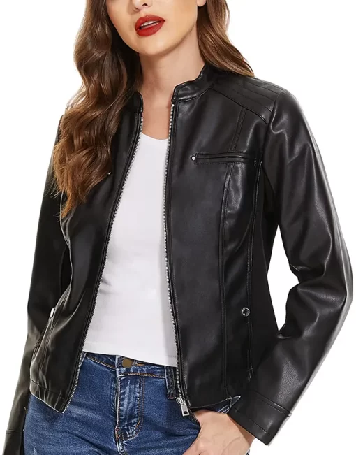 womens-stand-collar-black-faux-leather-jacket