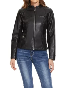 womens-stand-collar-black-faux-leather-jacket