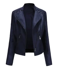 womens-string-quilted-shoulder-navy-blue-faux-leather-jacket