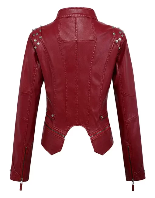 womens-studded-maroon-faux-leather-biker-jacket