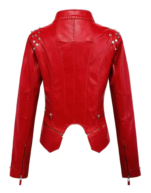 womens-studded-red-faux-leather-biker-jacket