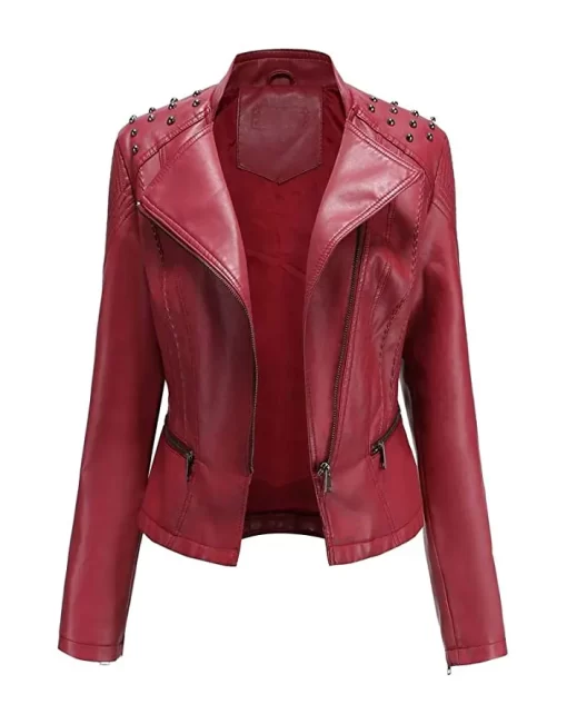 womens-studded-shoulder-maroon-faux-leather-jacket