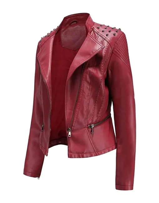 womens-studded-shoulder-maroon-faux-leather-jacket