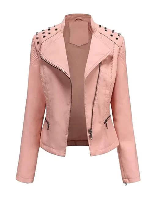 womens-studded-shoulder-pink-faux-leather-jacket