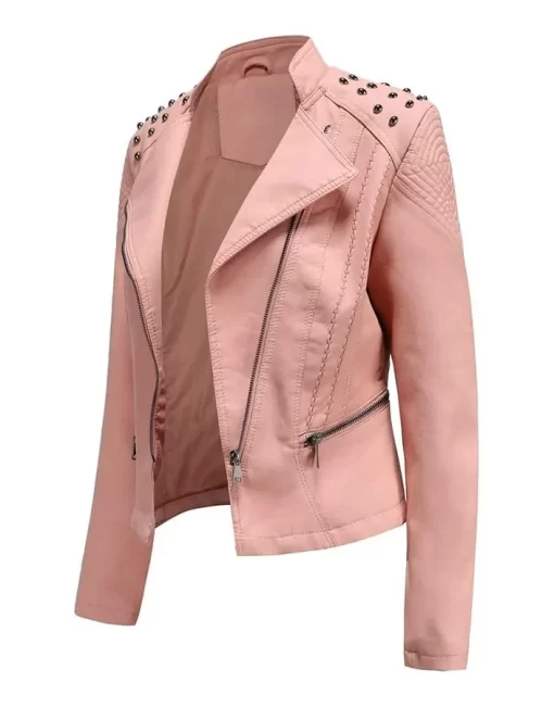 womens-studded-shoulder-pink-faux-leather-jacket