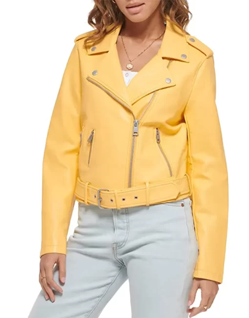 womens-yellow-faux-leather-belted-motorcycle-jacket