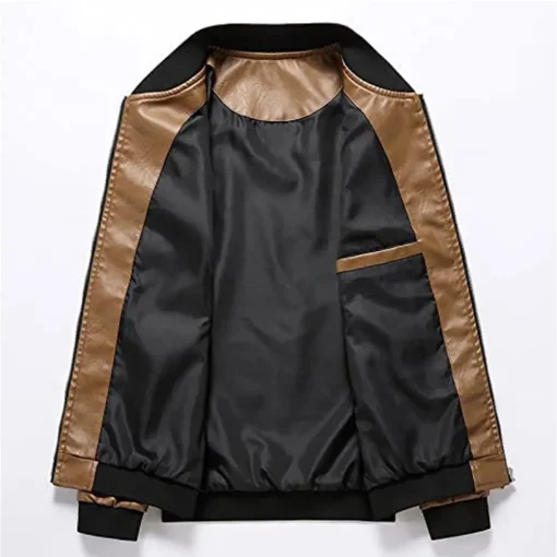 mens-cargo-pockets-brown-faux-leather-bomber-jacket