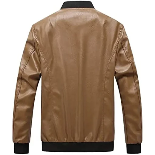 mens-cargo-pockets-brown-faux-leather-bomber-jacket