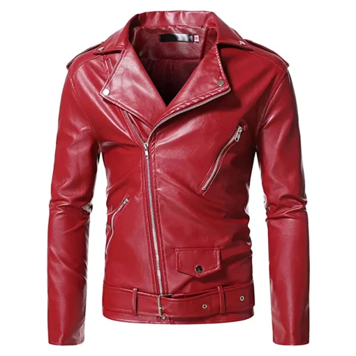 mens-asymmetric-zip-up-red-faux-leather-belted-jacket