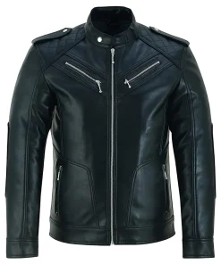 mens-black-biker-slim-fit-faux-leather-jacket