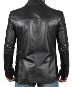 mens-black-faux-leather-blazer