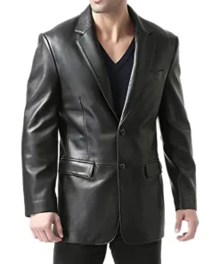 mens-black-faux-leather-sports-blazer