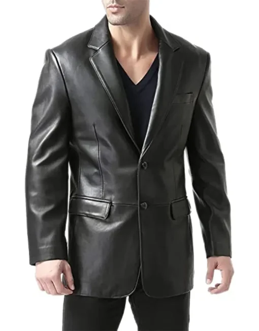 mens-black-faux-leather-sports-blazer