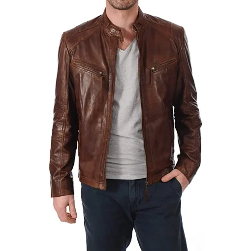 mens-buckle-collar-brown-faux-leather-moto-biker-jacket