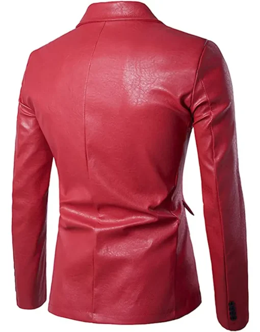 mens-casual-slim-fit-faux-leather-red-blazer