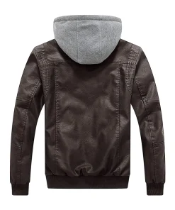 mens-dark-brown-faux-leather-bomber-jacket-with-removable-hood