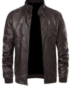 mens-dark-brown-faux-leather-bomber-jacket-with-removable-hood