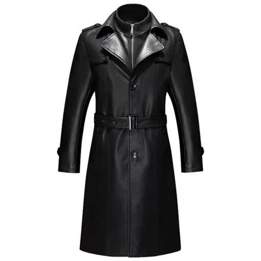 mens-double-collar-black-faux-leather-coat