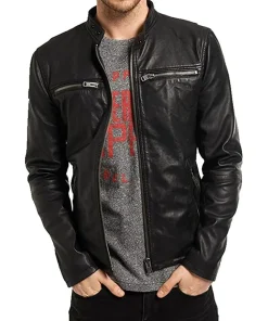 mens-fashionable-black-faux-leather-moto-biker-jacket