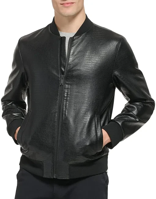 mens-faux-leather-black-varsity-bomber-jacket