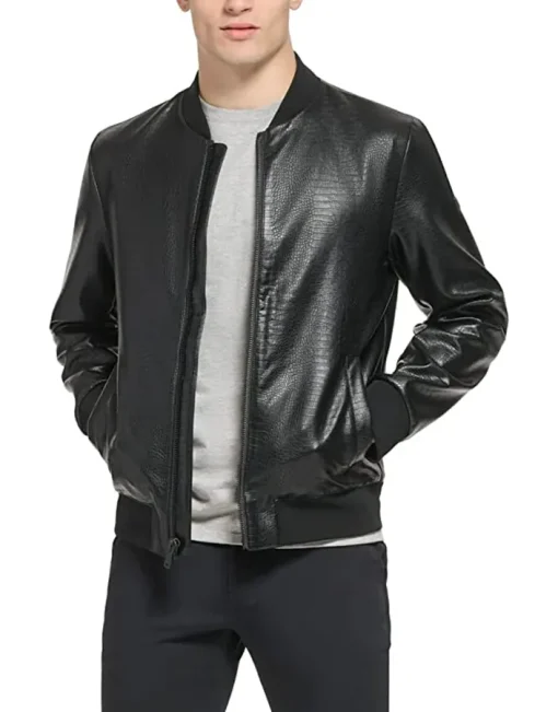 mens-faux-leather-black-varsity-bomber-jacket