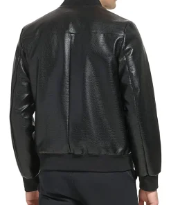 mens-faux-leather-black-varsity-bomber-jacket