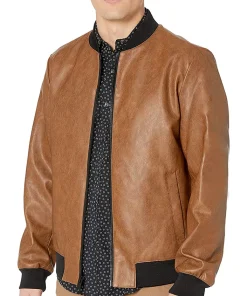 mens-faux-leather-brown-bomber-jacket