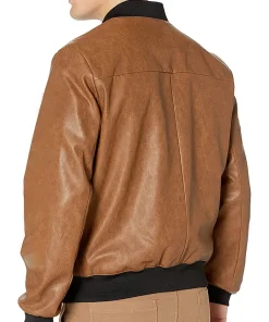 mens-faux-leather-brown-bomber-jacket