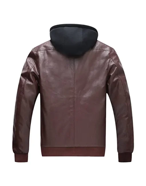 mens-full-zip-coffee-brown-faux-leather-hooded-biker-jacket