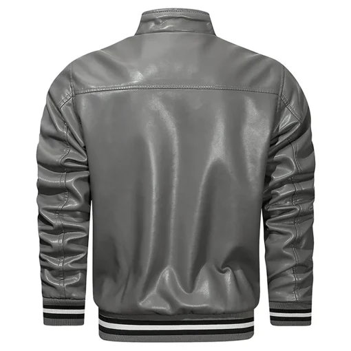 mens-gray-faux-leather-bomber-jacket