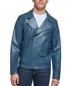 mens-lapel-collar-blue-faux-leather-motorcycle-jacket