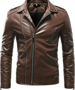 mens-lapel-collar-brown-faux-leather-slim-fit-jacket