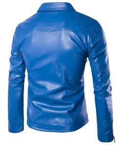 mens-side-zipper-blue-faux-leather-jacket