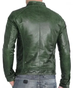 mens-slim-fit-cafe-racer-green-faux-leather-jacket