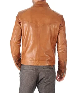 mens-snap-button-collar-tan-brown-faux-leather-moto-biker-jacket