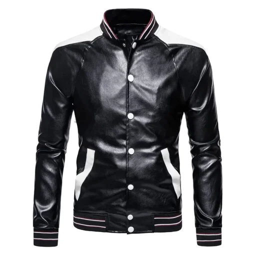 mens-stand-collar-faux-leather-black-and-white-biker-jacket