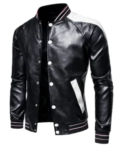 mens-stand-collar-faux-leather-black-and-white-biker-jacket