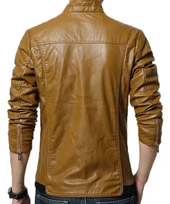 mens-stylish-slim-fit-stand-collar-brown-faux-leather-jacket