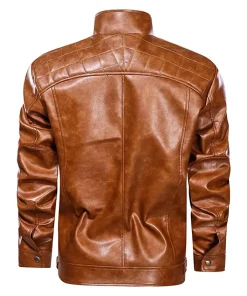 mens-zipper-pockets-brown-faux-leather-jacket