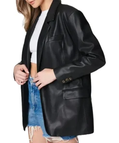 womens-oversized-black-faux-leather-blazer