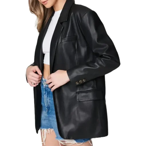 womens-oversized-black-faux-leather-blazer