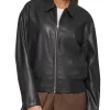 womens-black-faux-leather-bomber-jacket