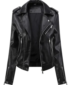 womens-black-faux-leather-classic-motorcycle-jacket