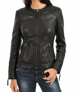 womens-black-faux-leather-collarless-biker-jacket