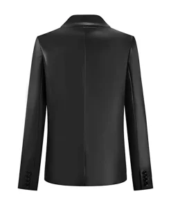 womens-black-faux-leather-long-sleeve-blazer