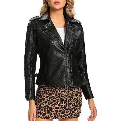 womens-black-faux-leather-long-sleeve-jacket