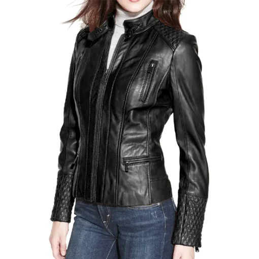 womens-black-faux-leather-slim-fit-biker-jacket