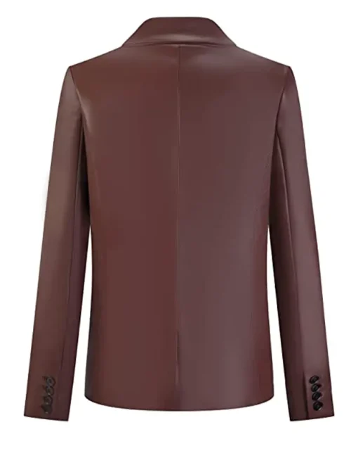 womens-brown-faux-leather-long-sleeve-blazer