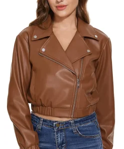 womens-brown-faux-leather-short-bomber-jacket