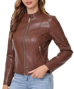 womens-brown-faux-leather-zip-up-slim-fit-jacket